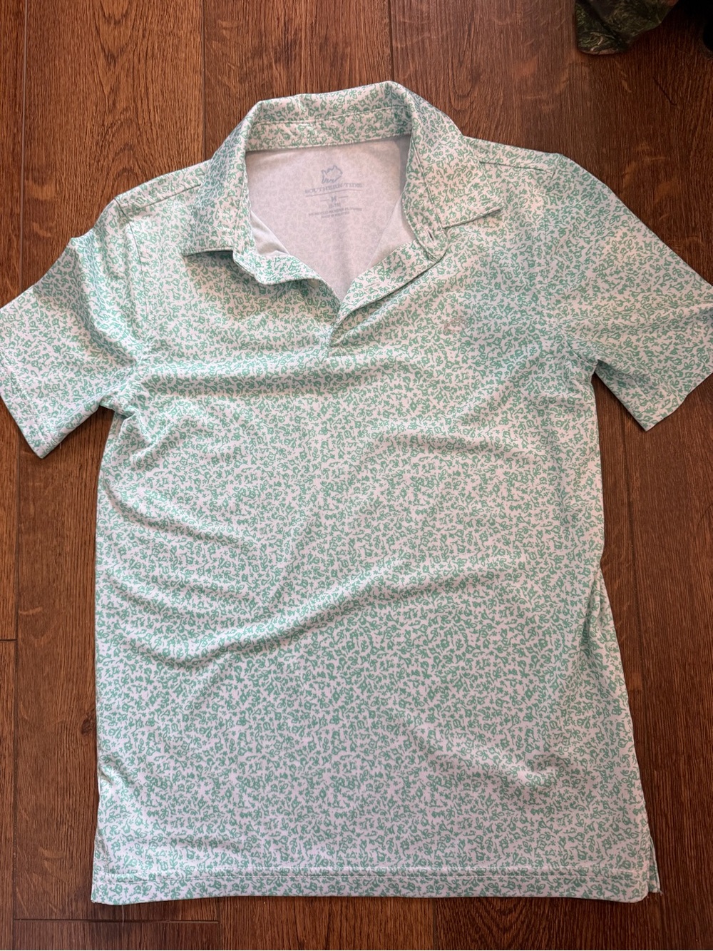 Southern Tide Mint Green and White Floral Polo
